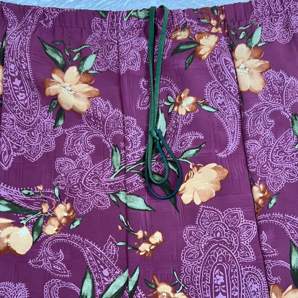 BonWorth A-Line Skirt in Purple and Yellow Floral